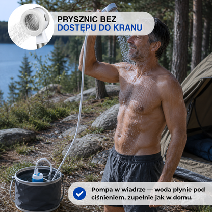 Przenośny Prysznic Kempingowy 5000 mAh – Akumulatorowy – Kompletny Zestaw