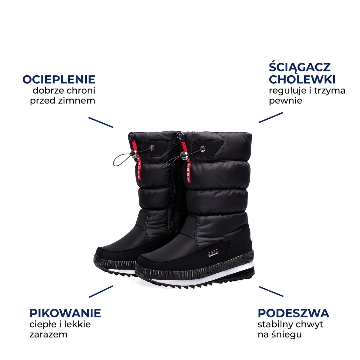 Buty zimowe damskie z ocieploną podszewką
