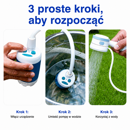 Przenośny Prysznic Kempingowy 5000 mAh – Akumulatorowy – Kompletny Zestaw