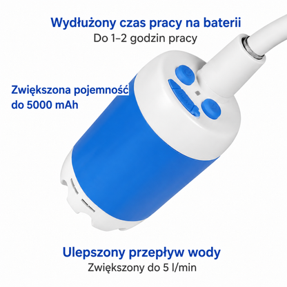 Przenośny Prysznic Kempingowy 5000 mAh – Akumulatorowy – Kompletny Zestaw