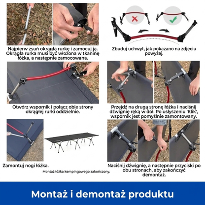 Ultralekkie składane łóżko campingowe – przenośne łóżko outdoorowe