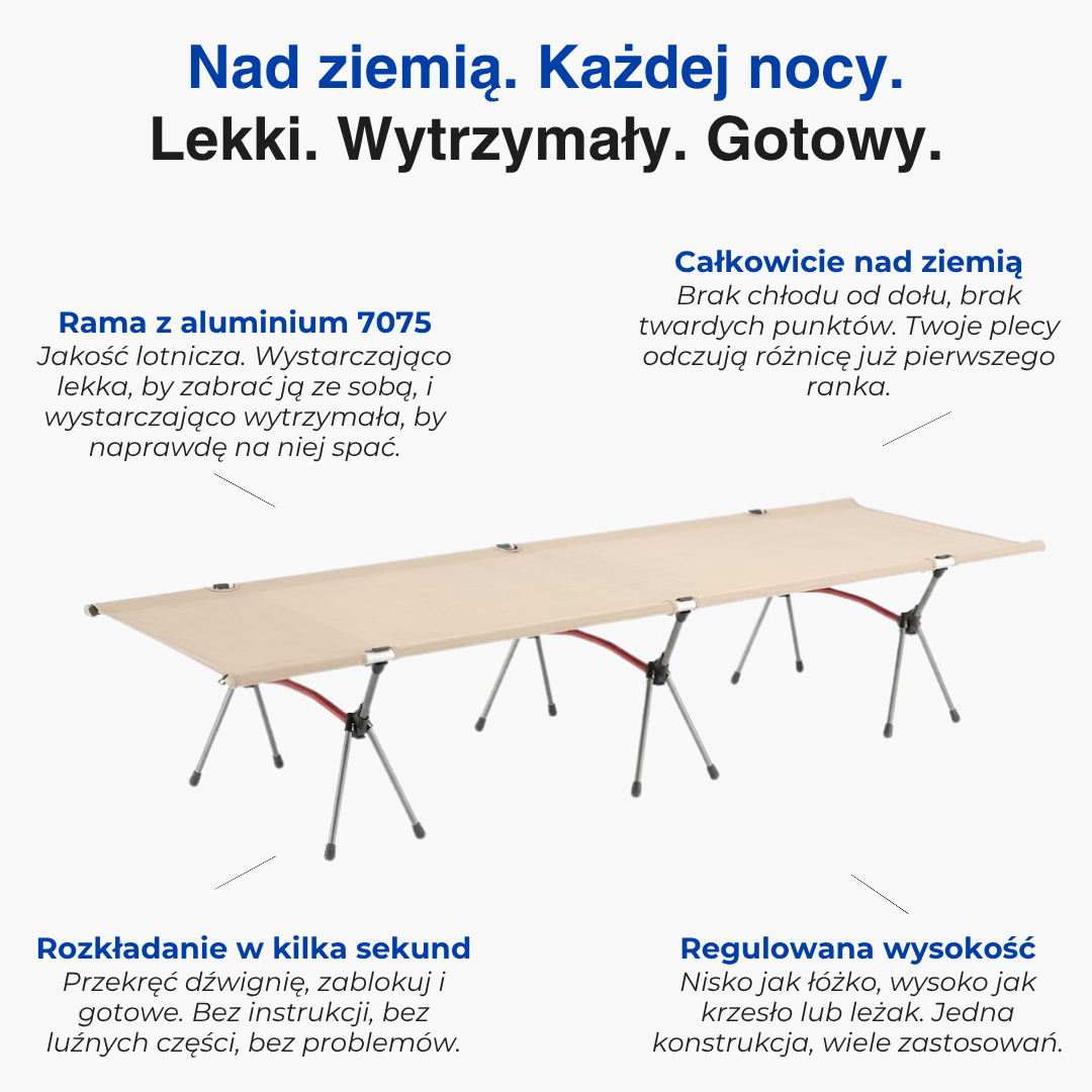 Ultralekkie składane łóżko campingowe – przenośne łóżko outdoorowe