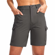 Damskie spodenki cargo trekkingowe – 7 kieszeni – Outdoor i wędrówki
