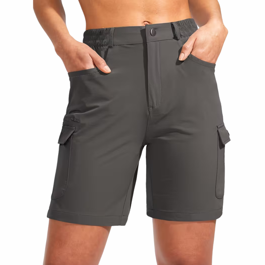 Damskie spodenki cargo trekkingowe – 7 kieszeni – Outdoor i wędrówki