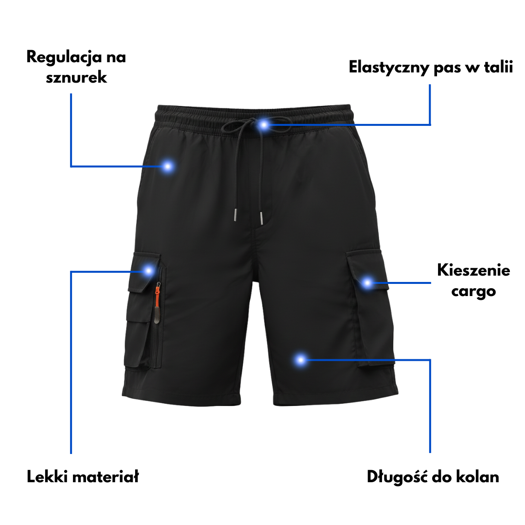 Męskie szorty cargo – luźny krój – z kieszeniami na zamek