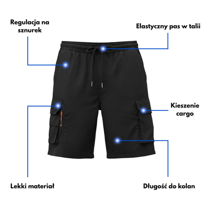 Męskie szorty cargo – luźny krój – z kieszeniami na zamek