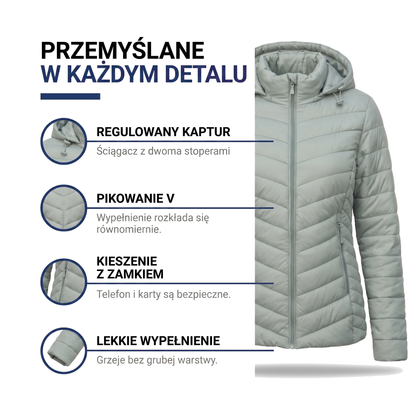 Kurtka pikowana damska z regulowanym kapturem