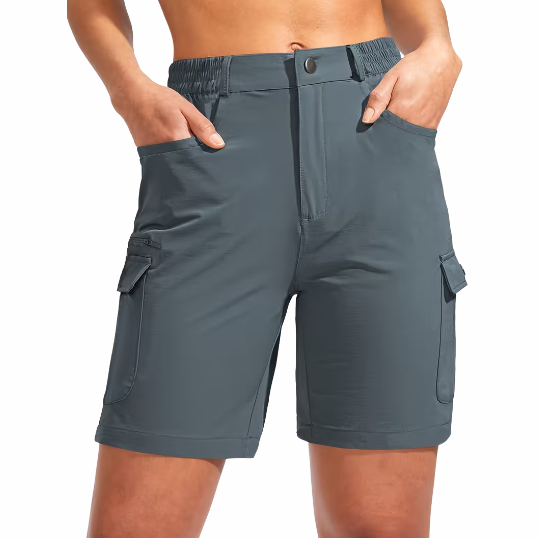 Damskie spodenki cargo trekkingowe – 7 kieszeni – Outdoor i wędrówki
