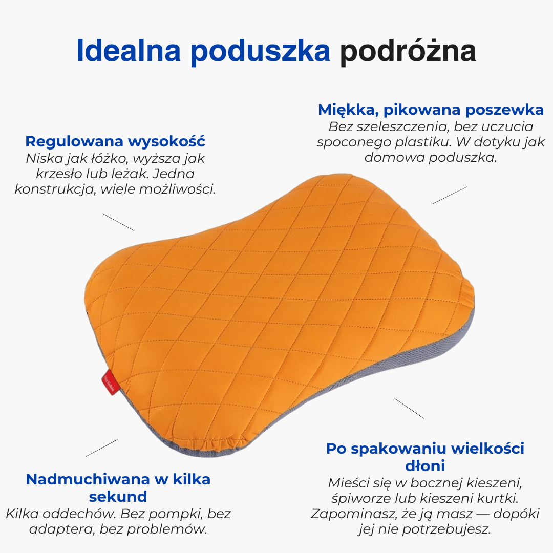 Dmuchana poduszka podróżna – ultralekka, składana poduszka campingowa