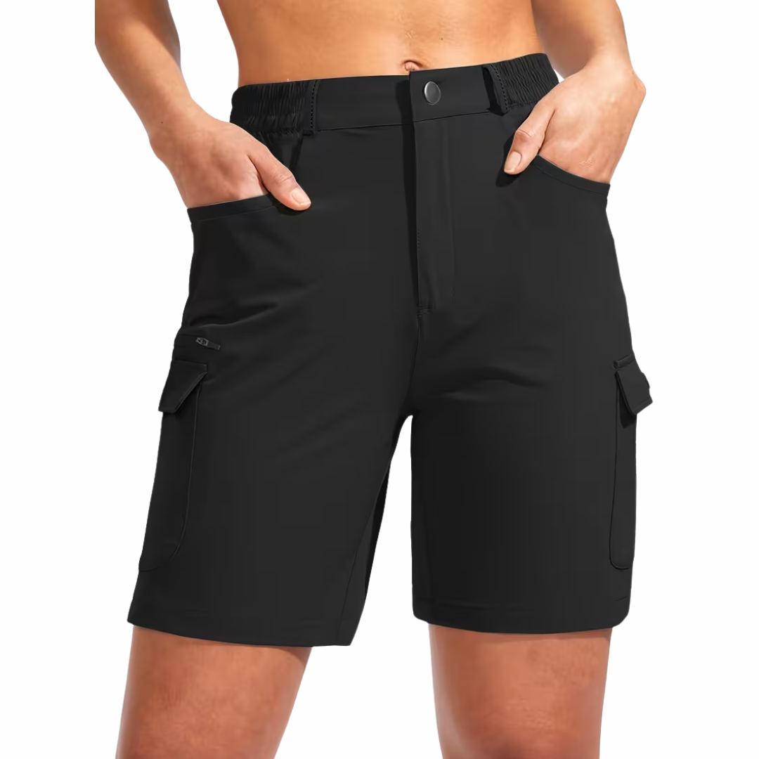 Damskie spodenki cargo trekkingowe – 7 kieszeni – Outdoor i wędrówki