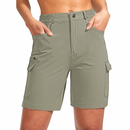 Damskie spodenki cargo trekkingowe – 7 kieszeni – Outdoor i wędrówki