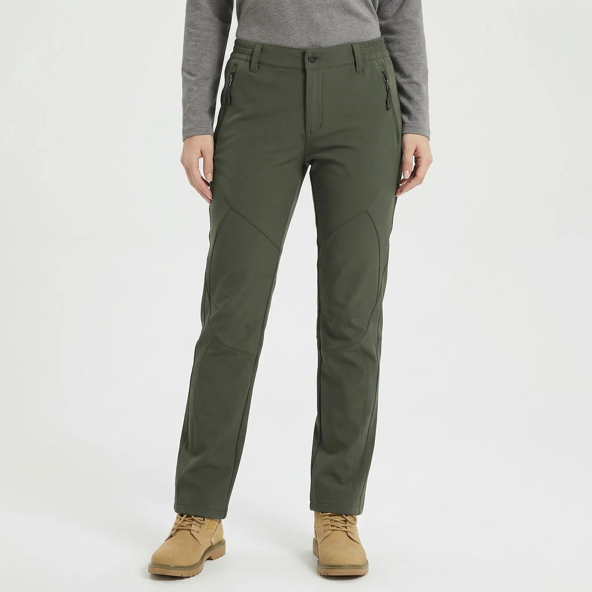 Damskie spodnie trekkingowe z polarową podszewką w kroju slim fit