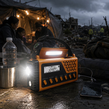Radio Awaryjne na Korbkę i Solarne – Mocny Powerbank 8000 mAh – Latarka i SOS