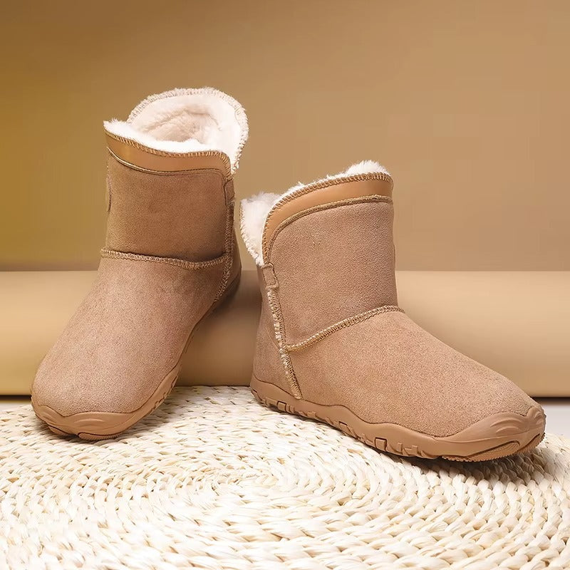 Śniegowce barefoot para w kolorze kasztanowym z miękkim polarem