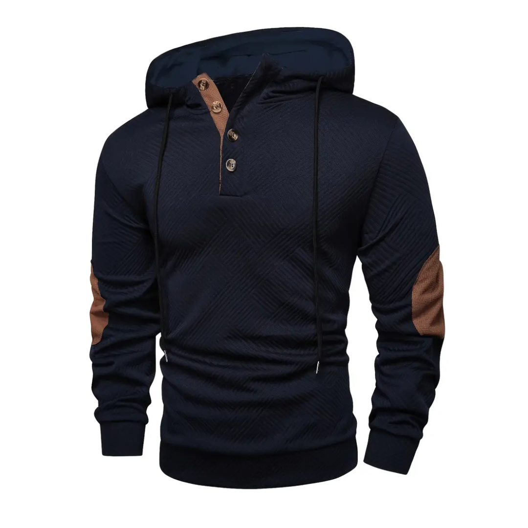 Bluza z kapturem męska – z guzikami – casualowa