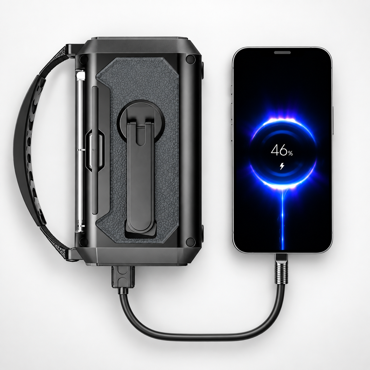 Radio awaryjne ładuje smartfon przez kabel USB