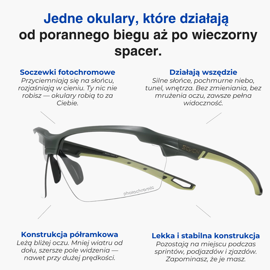 Fotochromowe okulary przeciwsłoneczne – sportowe, UV400