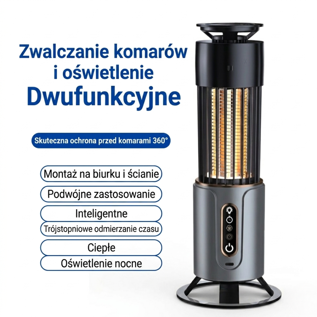 Elektryczna lampa na komary UV – LED, ładowana, do użytku wewnątrz i na zewnątrz