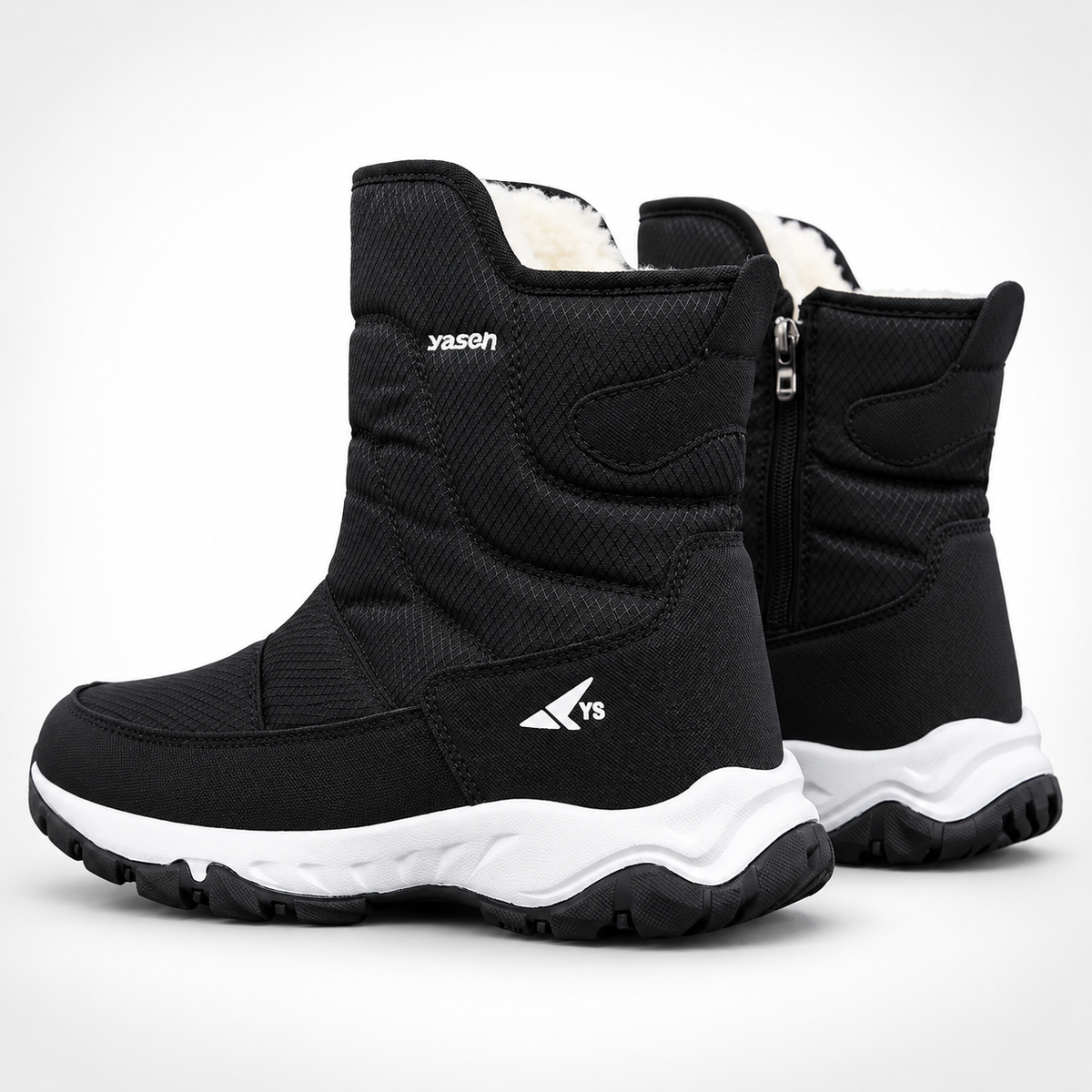 Buty zimowe męskie czarne – para z zamkiem
