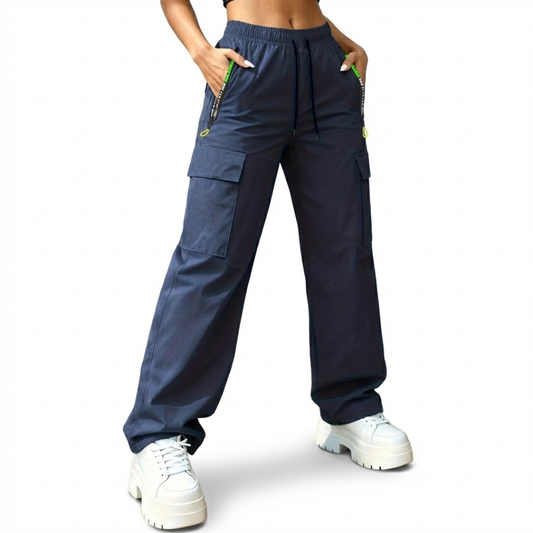 Damskie spodnie cargo – Pas ze sznurkiem – Casual i outdoor