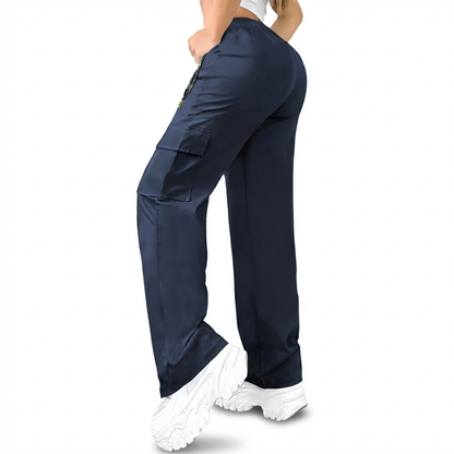 Damskie spodnie cargo – Pas ze sznurkiem – Casual i outdoor