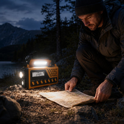 Radio Awaryjne na Korbkę i Solarne – Mocny Powerbank 8000 mAh – Latarka i SOS