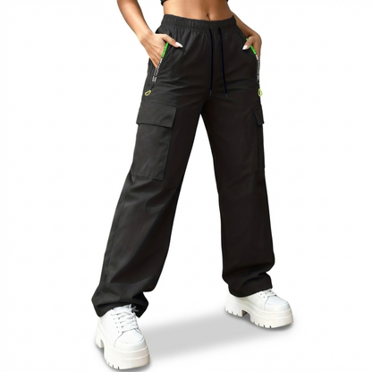 Damskie spodnie cargo – Pas ze sznurkiem – Casual i outdoor