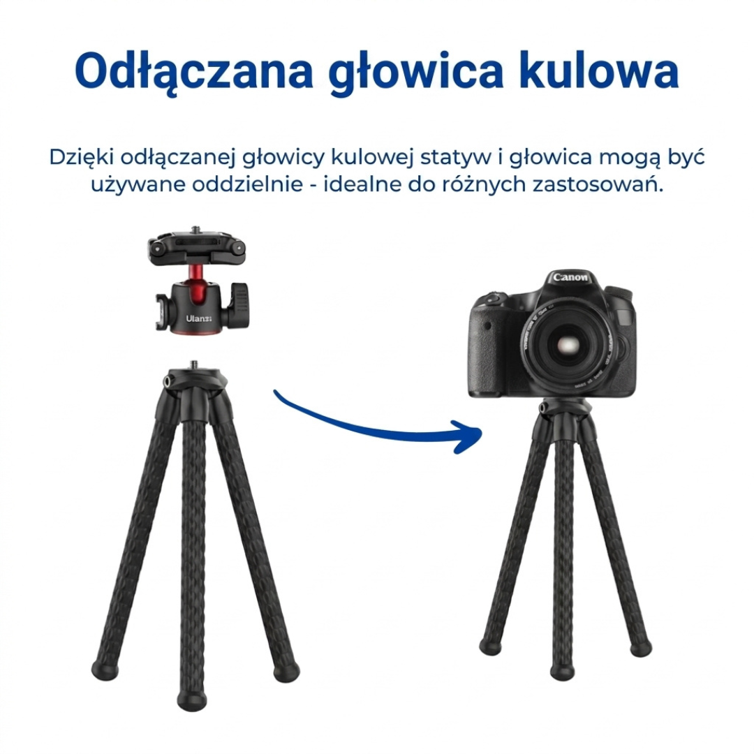 Elastyczny statyw ośmiornica – statyw do telefonu i aparatu – statyw typu gorilla
