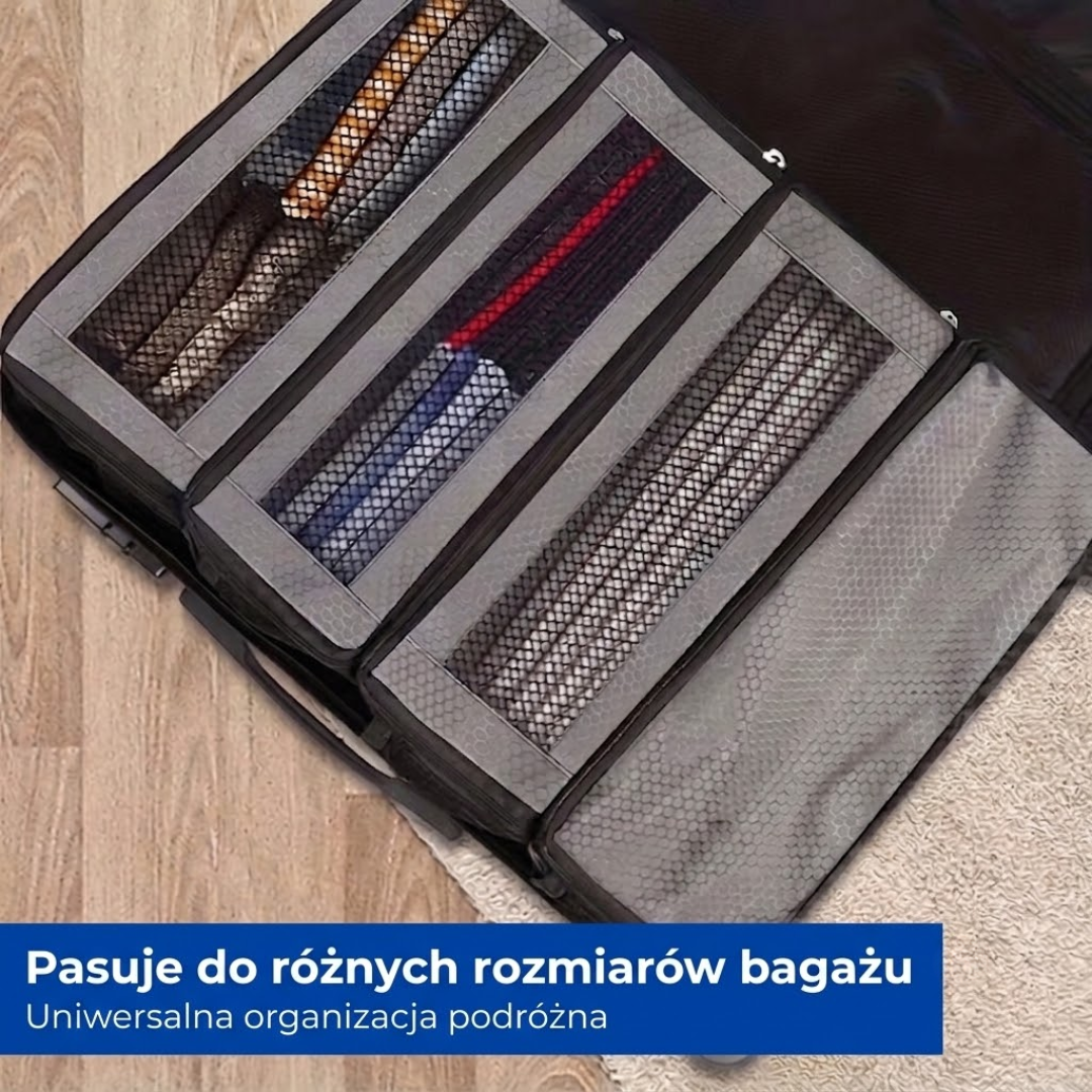 Wiszący Organizer do Walizki – Składany - z Wieloma Przegrodami