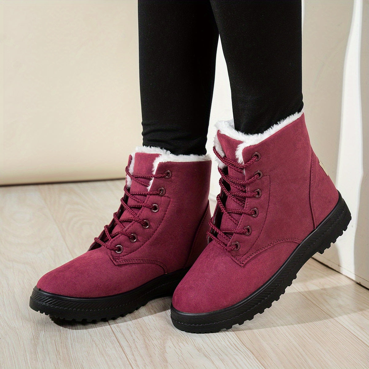 Buty zimowe damskie ocieplane, sznurowane