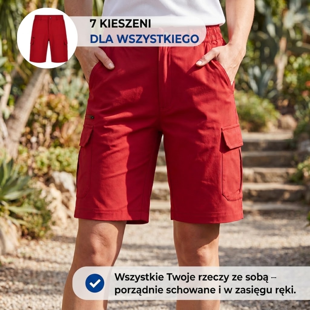 Damskie Szorty Trekkingowe Cargo z 7 Kieszeniami i Elastycznym Materiałem