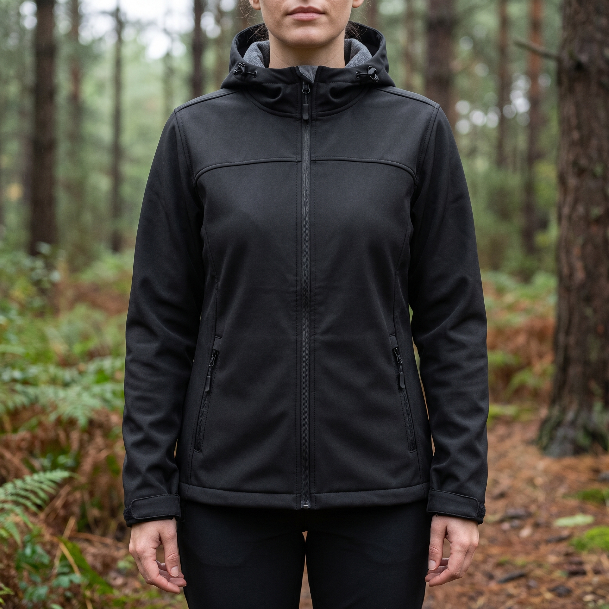 Kurtka softshell damska z polarową podszewką i kapturem