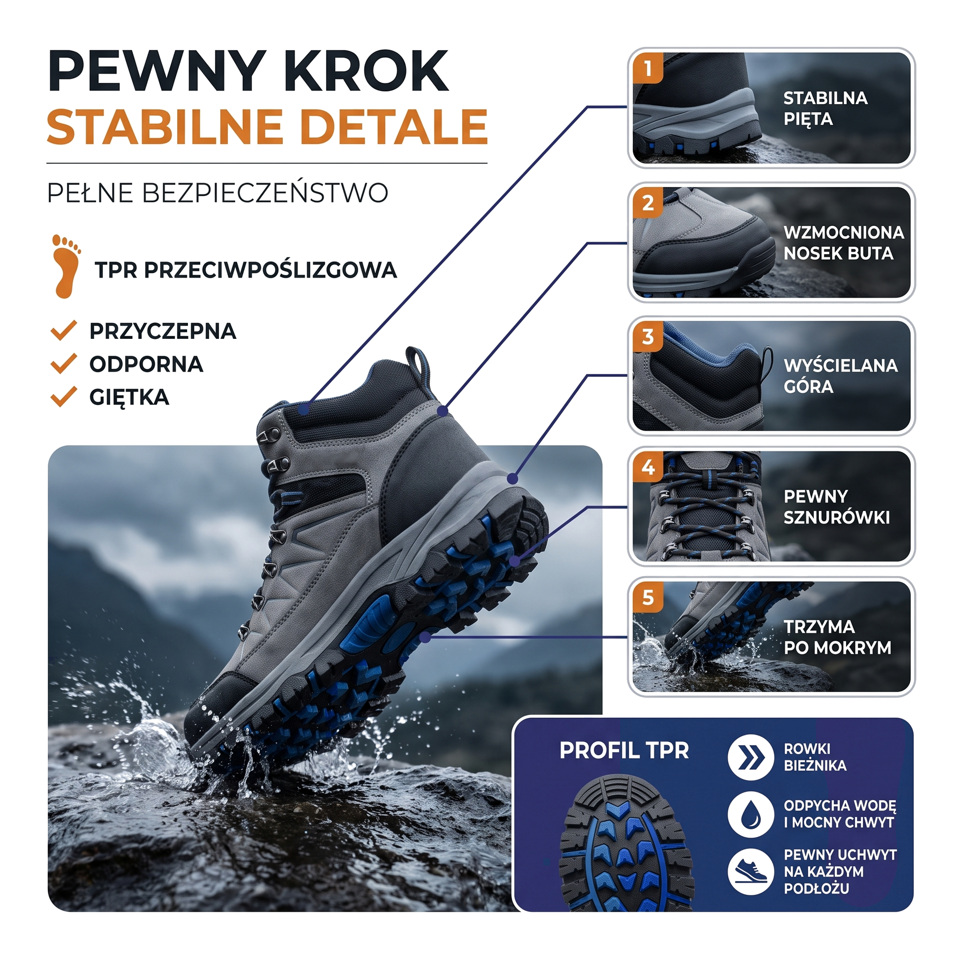 Buty trekkingowe męskie odporne na wodę