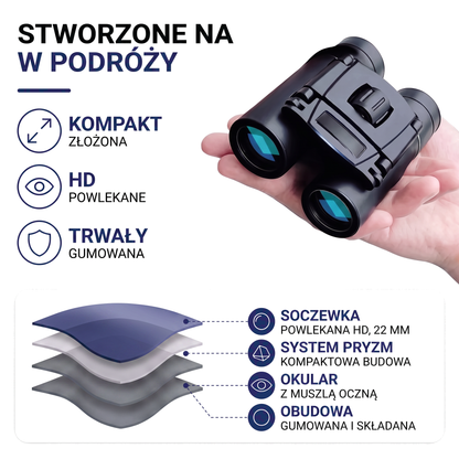 Kompaktowa składana lornetka 40x22 z optyką HD