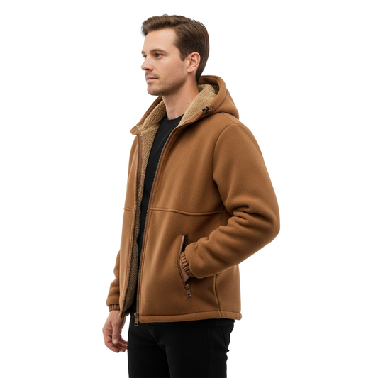 Męska Bluza – Polar Ocieplany – Zamek Kaptur
