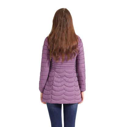 Długa kurtka parka damska z odpinanym kapturem