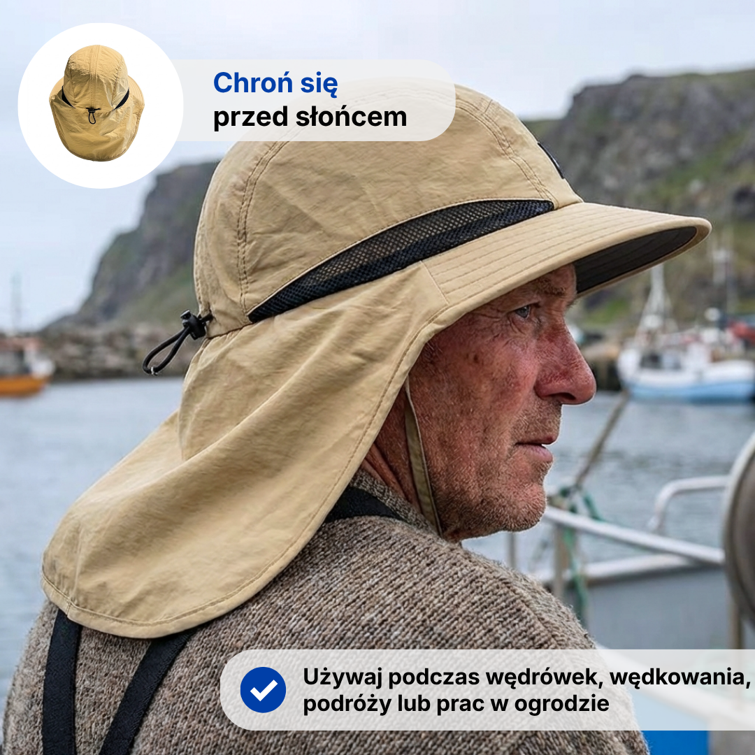 Kapelusz przeciwsłoneczny unisex – Szerokie rondo – Z osłoną na kark