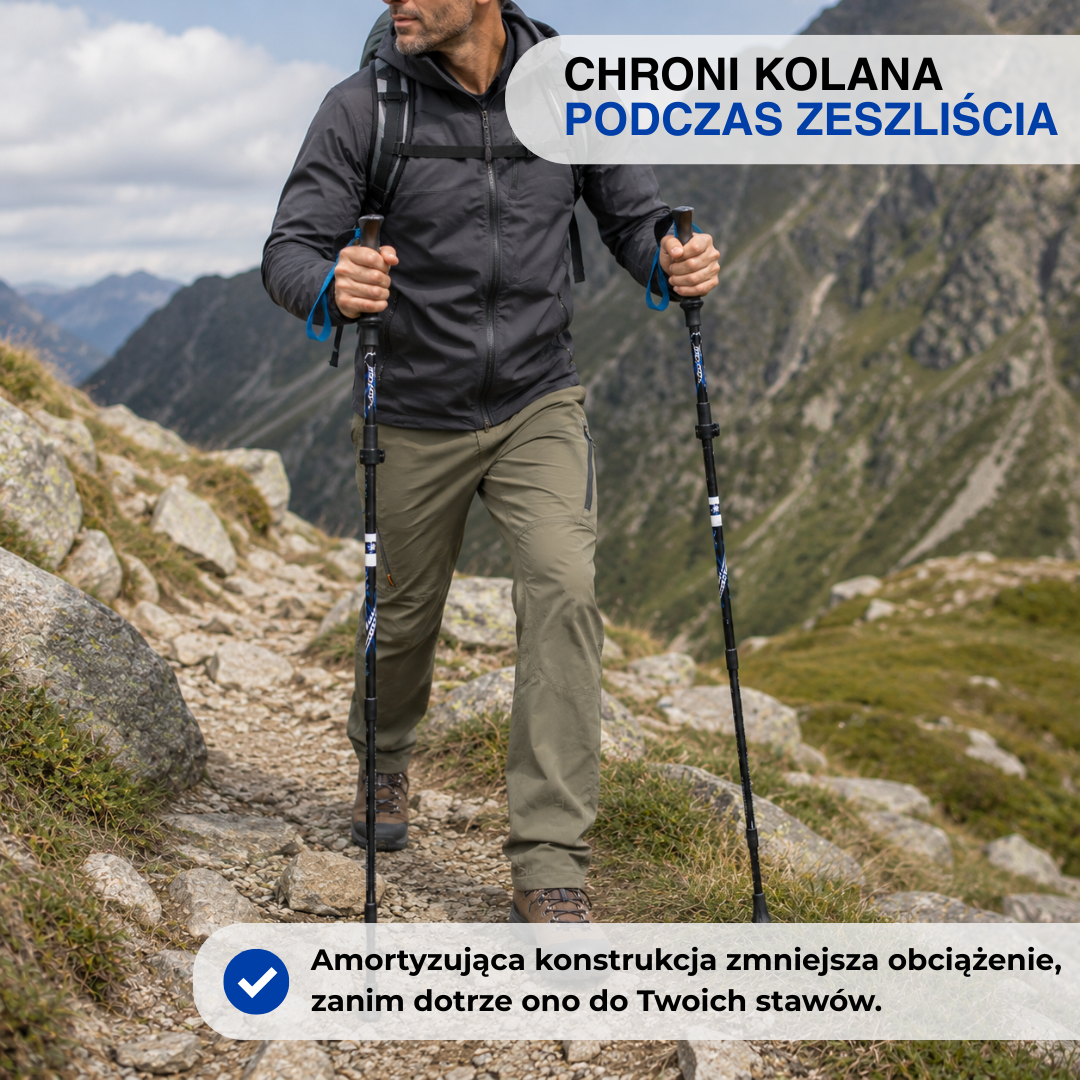 Ultralekkie Kije Trekkingowe – Regulowane, Anti-Shock i z Końcówką z Węglika Wolframu