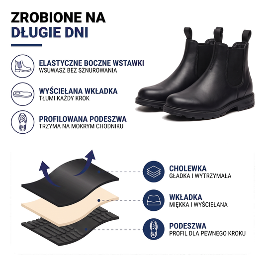 Sztyblety męskie Chelsea bez sznurowania
