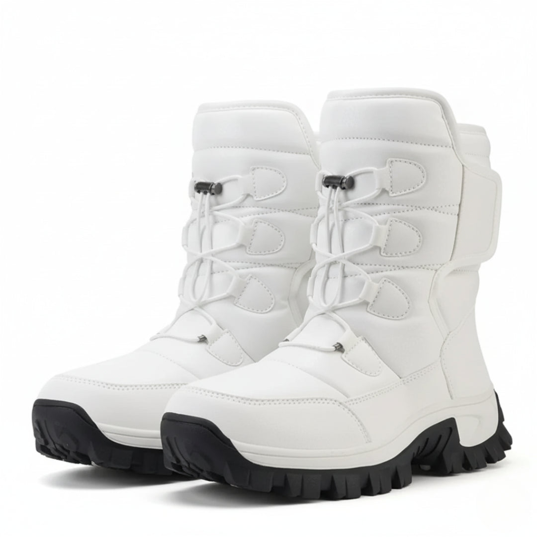 Buty zimowe damskie ocieplane - Wodoodporne na rzepy - Platforma