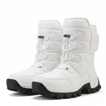 Buty zimowe damskie ocieplane - Wodoodporne na rzepy - Platforma