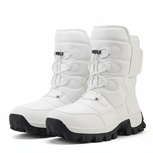 Buty zimowe damskie ocieplane - Wodoodporne na rzepy - Platforma