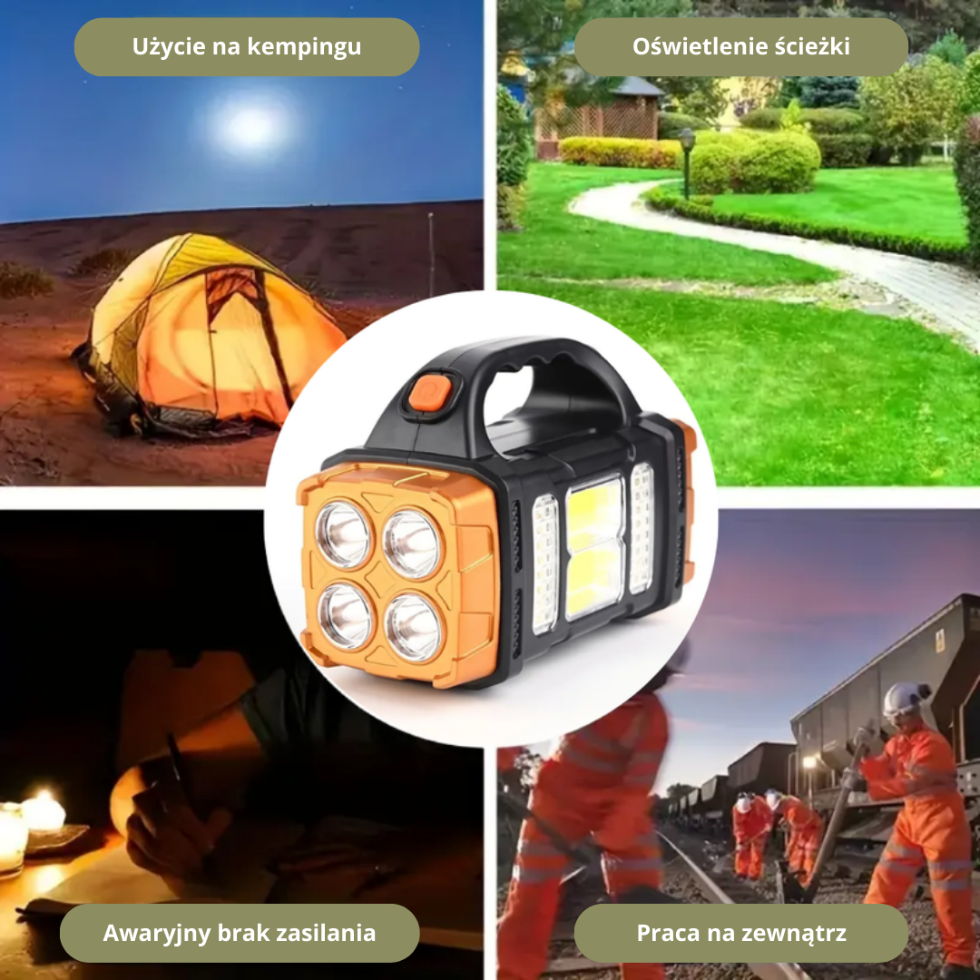4-w-1 awaryjna latarka – Powerbank – Energia słoneczna
