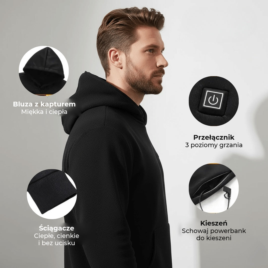Bluza ogrzewana z trzema strefami grzewczymi — USB