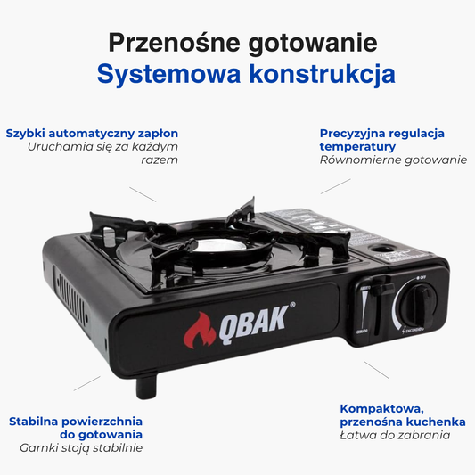 Przenośna kuchenka campingowa – Automatyczny zapłon – Precyzyjna regulacja płomienia