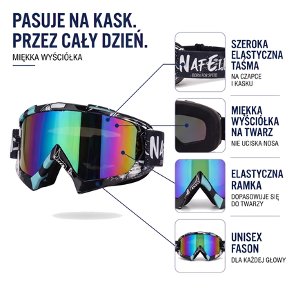 Gogle narciarskie z dużym lustrzanym polem widzenia