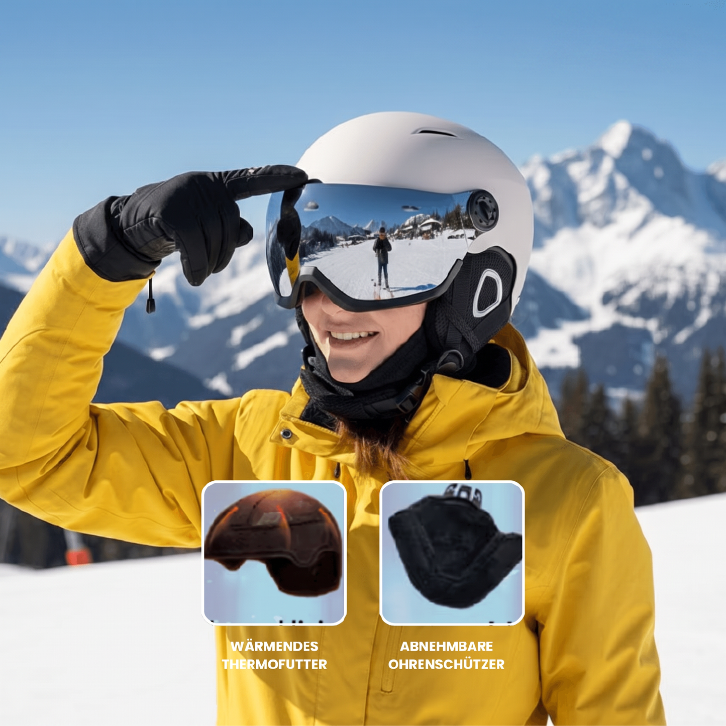 Kask narciarski z wizjerem i skorupą ABS