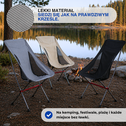 Ultralekki składany fotel campingowy – wysoki, przenośny fotel outdoorowy