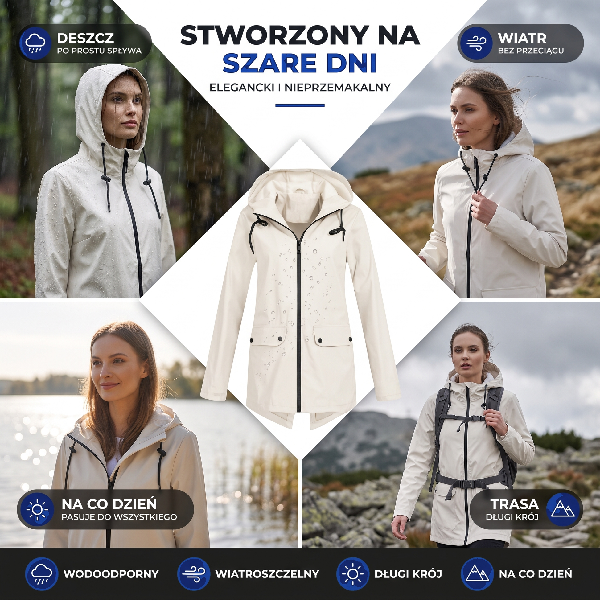Płaszcz przeciwdeszczowy damski - ochrona w każdą pogodę