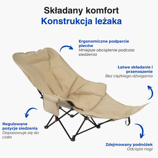 Regulowany fotel relaksacyjny – Składany – Z podnóżkiem